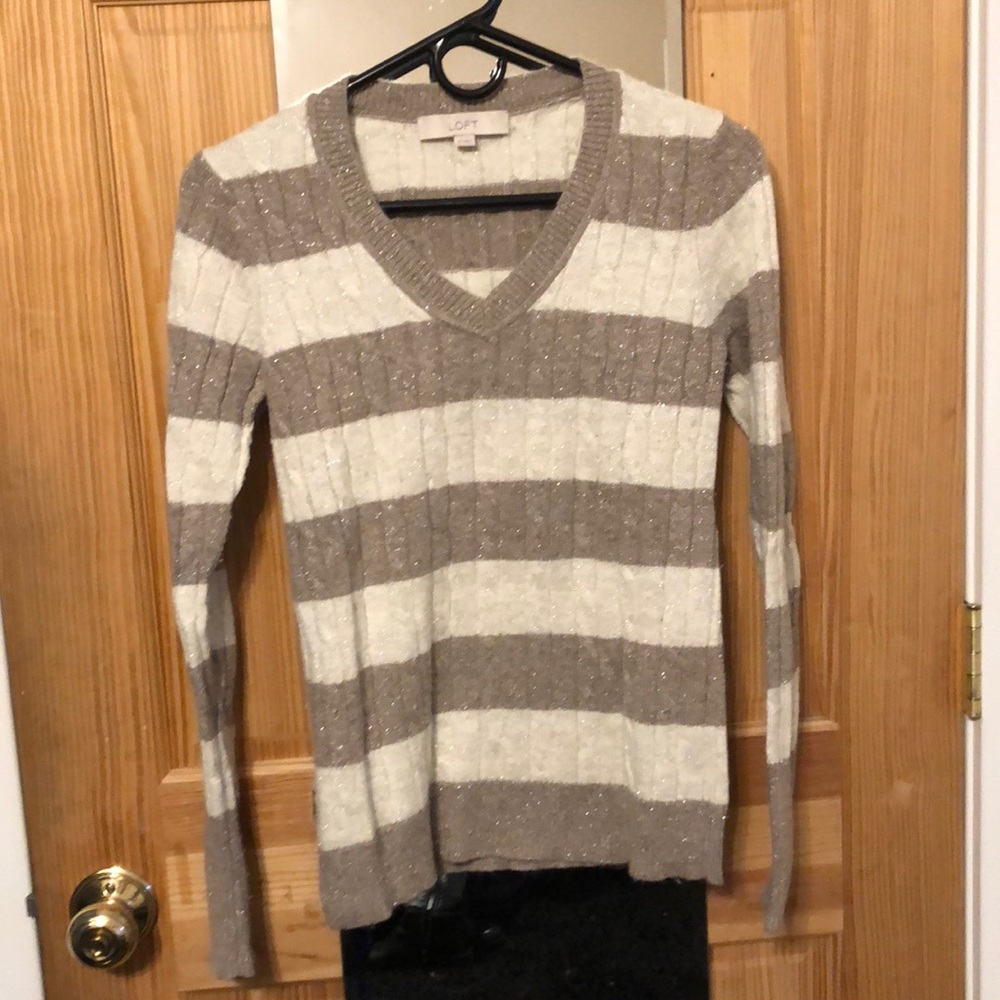 Cream & tan striped sweater
